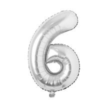 Gümüş Folyo Rakam Balon 100 Cm Helyum Uyumlu Balon 6 Rakamı