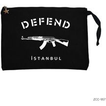 Defend Istanbul Siyah Clutch Astarlı Cüzdan / El Çantası