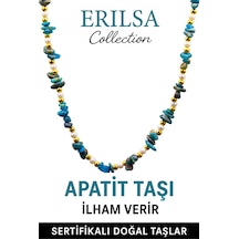 Sertifikalı Kırık Taşlı Model İnci - Apatit Taşı Kolye Çok Renkli