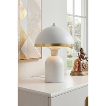 Luna Gold Abajur, Bohem Masa Lambası Ve Salon Oturma Odası Aydınlatması - Beyaz - 25 Cm Modern Dekoratif Masa La Diğer