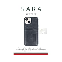 Ankaverse Apple İphone Uyumlu 14 Kılıf Sara Kartvizitli Deri Kılıf - Koyu Yeşil