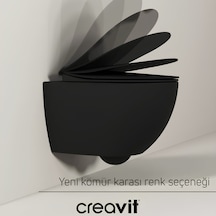 Creavit Free Kanalsız Kömür Karası Asma Klozet Fe322, Creavit Free Duck Duroplast Yavaş Kapak Mat Siyah