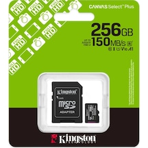 Kıngston Sdcs3/256gb, Canvas Select Plus Gen3 A1, 100mb/s, Microsd Kart Bellek Sd Adaptörlü