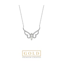 Beyaz Altın Sertifikalı Premium Created Taşlı Melek Kolye