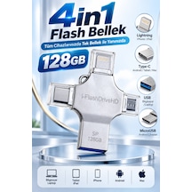 4in1 128gb Flash Bellek Usb Type-c Lightning Microusb Çoklu Girişli Taşınabilir Usb Bellek - Lisinya