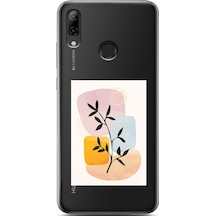 Huawei P Smart 2019 Brush Leaf Tasarımlı Süper Şeffaf Telefon Kılıfı Çok Renkli