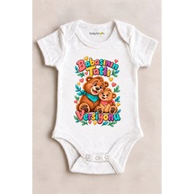 Babylimon Babasının Tatlı Versiyonu Beyaz Kısa Kollu Çıtçıtlı Bebek Zıbını Beyaz - 930083996 Beyaz