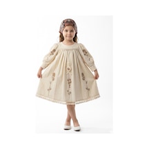 Xo Kids Kız Çocuk Elbise 4-8 Yaş 929 Bej