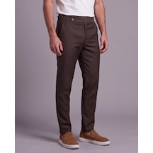 DefyModa Erkek Toka Detaylı Kumaş Pantolon Acı Kahverengi