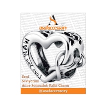 Seni Seviyorum Anne Sonsuzluk Kalbi Charm Gümüş