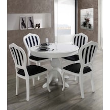 Onurdesign16 Baba Ayaklı Bambi Ahşap Siyah & Beyaz Boyalı Açılır Yemek Masasa