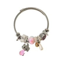 Biem Pandora Model Çelik Bileklik Pembe2 Gold/gümüş