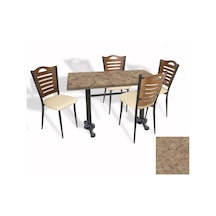 Çipa Döküm Ayak - Papelli Sandalye Mutfak Masa Takımı Werzalit, Wermodin Ve Allzalit Tabla - Edgy Wood - Krem - 80x140 Çok Renkli