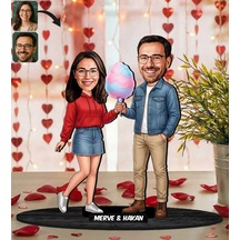 Bk Gift Kişiye Özel Sevgili Karikatürlü Ahşap Biblo -36, Fotoğraftan Karikatür, Sevgililer Günü Hediyesi, Ev Hediyesi Kobitmeyencom36363 Bk Gift