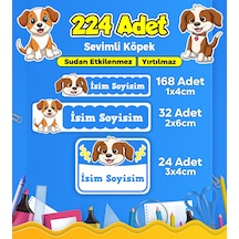 Sevimli Köpek Temalı Okul Kreş Kişiye Özel İsim Etiket Seti - Model 396 Çok Renkli