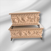 Ahşap- Ham Mdf- Desenli-takı-aksesuar- Ayaklı-2li Dekoratif Kutu