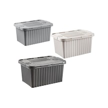 Dünya 20011-999 Renkli 18l Çift Kapaklı Kilitli Plastik Kutu- 12'li Paket