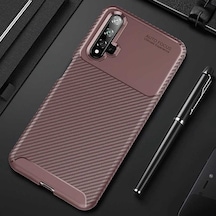 Huawei Nova 5t Kılıf Kamera Çıkıntılı Karbon Fiber Dokulu Renk Atmaz Kapak Negro