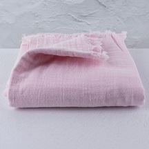 Püskül Lüks Müslin Plaj Havlusu Peştemal, 100% Pamuk Yumuşak Eci İnce Hafif Kompakt 2-katlı Müslin Dokuma Plaj Havlusu, Dektif Banyo Peştemali Pembe, 90x180 Cm Peştemal Açık Bej