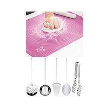 Sunum Hazırlama Seti Hamur Açma Matı Kevgir Spatula Kepçe Toplu Set Mutfak Hazırlık Ürünleri Gri