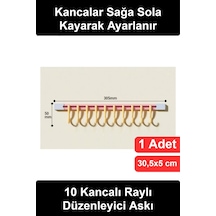 Organizer 10 Kancalı Raylı Mutfak Banyo Düzenleyici Askı Yapışkanlı Hareketli Kayar Askılık Dolap İ Çok Renkli