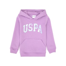 U.S. Polo Assn. Kız Çocuk Lila Payet İşlemeli Şardonlu Kapüşonlu Basic Sweatshirt 50314257-VR034