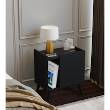 50 Cm Mdf Modern Ayaklı Siyah Komodin Çok Amaçlı Dolap Yan Sehpa