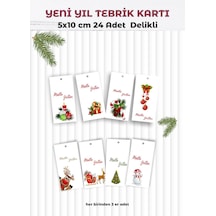 Yılbaşı Tebrik Kartı Karton 24 Adet 5x10cm 8 Farklı Tasarım Del