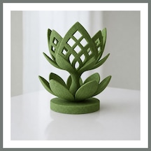 Bezos 3d Baskı Lotus Çiçeği Mumluk - Dekoratif Tealight Mumluk-yeşil Mmbz