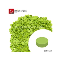 Yedek Parçalar: 100 Adet 1x1 Tile Round Yuvarlak Fayans Parçası, Fıstık Yeşili Renk Lime