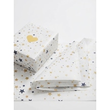 Gold Siyah Yıldız Desenli Beyaz Hediye Kağıdı 70x100 Cm 1 Adet Şık Hediye Paketleme Ve Dekoratif Ambalaj Kağıdı