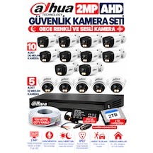 15'li 2mp Ahd Full Color Renkli Gece Görüş Sesli Kamera Seti 10 Dış - 5 İç Kamera