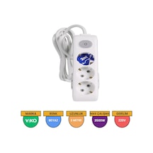 Viko Multi-let 3'lü Grup Priz Anahtarlı Topraklı Çocuk Korumalı 2 M Beyaz - 90117302
