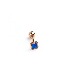 Mavi Opal Taşlı Yonca Figürlü Gümüş Rose Piercing Altın