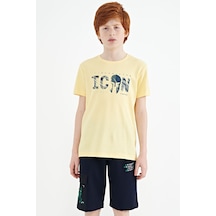 Tommylife Tommy Life Sarı Ön Yazı Nakışlı O Yaka Standart Kalıp Erkek Çocuk T-shirt - 11118 Sarı
