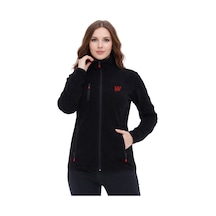 Walke Premium Kadın Tam Cepli Fermuarlı Outdoor Spor Polar Ceket Siyah