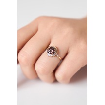 Çiçek Browni Topaz Pırlanta Tasli Yüzük - Ak454