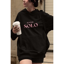 Blackpink Jennie Solo Yazılı Kapüşonlu Sweatshirt, Unisex Blackpi 001