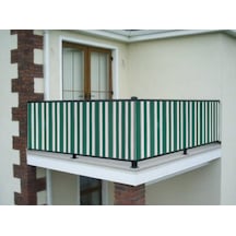 Ceylan Home Balkon Demiri Perdesi Bağcıklı Yeşil Çizgili Ölçü Seç