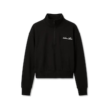 Calvin Klein Heavy Jersey 1/4 Zıp, Ub1 Siyah Kadın Sweatshirt