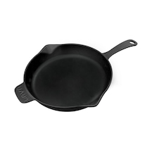 Metal Döküm Yuvarlak Kızartma Tavası, Metal Kulplu, 28 Cm, Siyah Çok Renkli
