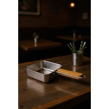 Bambum Cesta - Bambu Saplı Çelik Sunum Tavası Kare Küçük Gri