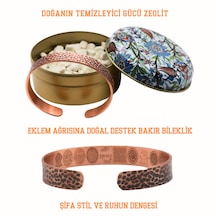 Zeolit Taşlı Dövmeli Saf Bakır Bileklik Dualı Ve Maneviyat
