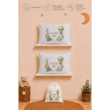 İsme Özel Erkek Bebek Hediyesi 2 Adet 35x45 %100 Pamuk Yastık Kılıfı Ve Ham Bez Bebek Kıyafet Kesesi 1042y2kyx