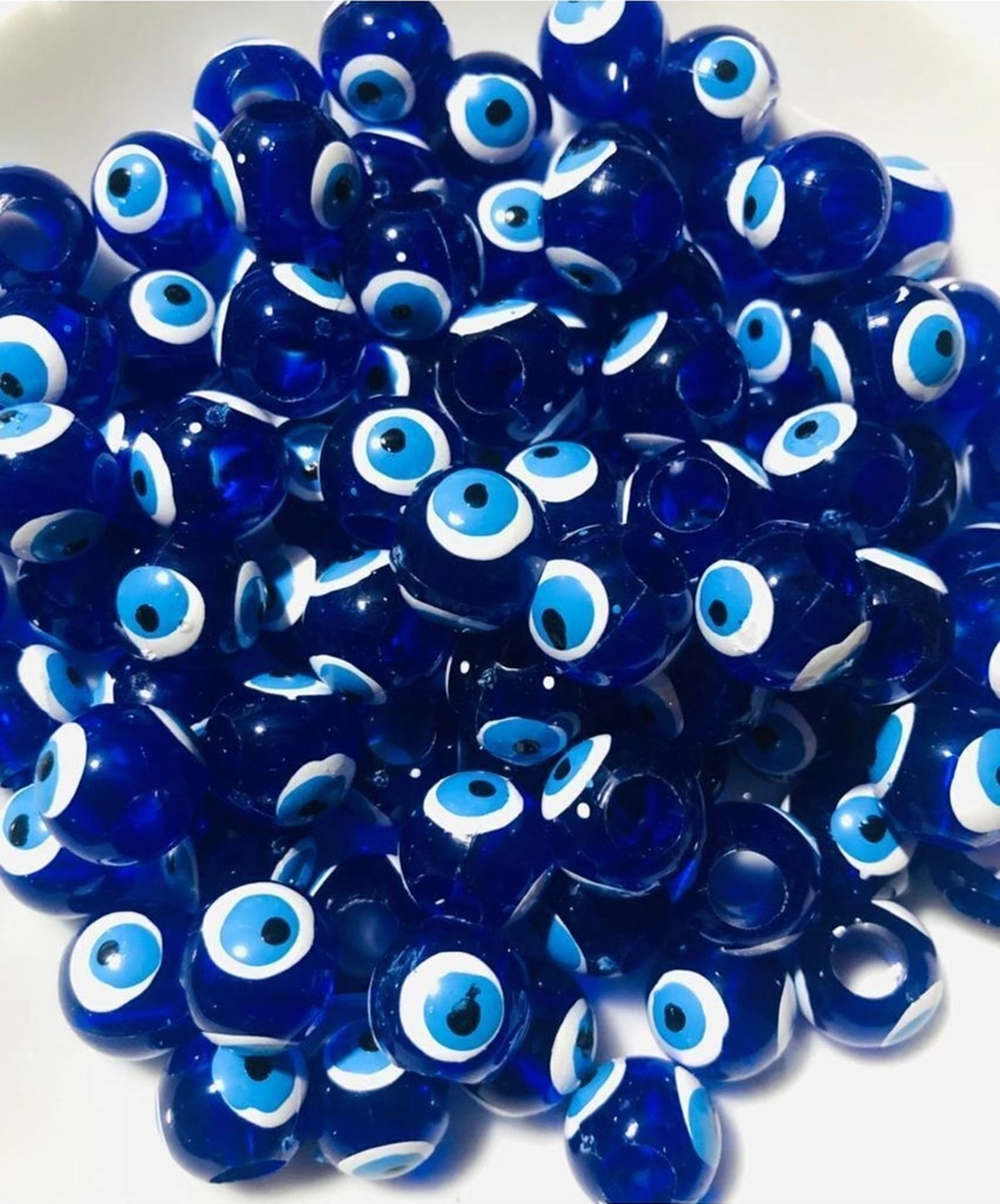 50 Adet Danagöz Nazar Boncuğu - Marteniçka Boncuğu - 10 Mm - 4mm Geniş Delikli