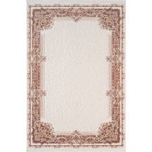 Fontana Ft003p Krem Kahve Akrilik Halı Klasik Desen Pamuk Taban Tozu Az Salon Oturma Odası Halısı-1046 Krem