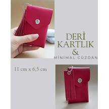 Luna Luster Hakiki Deri Kırmızı Minimal Avuçiçi Tasarım Kadın Kartlık Cüzdan Drc14 Kirmizi