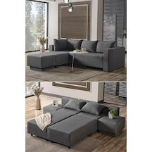 Kagu Corner Poly-l Köşe Takimi-kanepe-yatak-dinlenme Koyu Gri