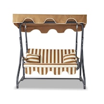 Morus 2 Kişilik Bahçe Balkon Salıncağı - Minder: Kahve/krem Tente Kahverengi