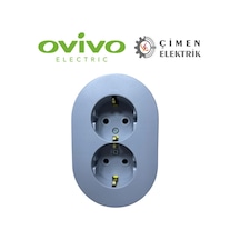 Ovivo Xone Gri İkili Topraklı Priz Sıva Üstü
